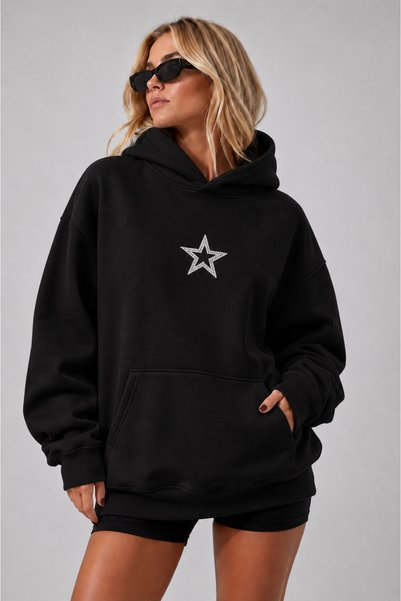 Jooy Γυναικείο φούτερ με κουκούλα με στάμπα Star Stone
