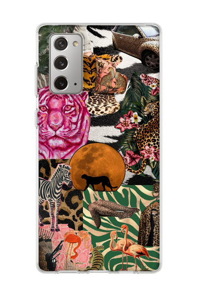 lelia حافظة هاتف شفافة مطبوعة بتصميم Wild Animal Collage متوافقة مع هاتف سامس...