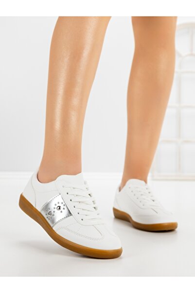 CM Sneakers dama argintii din piele ecologica Ausina