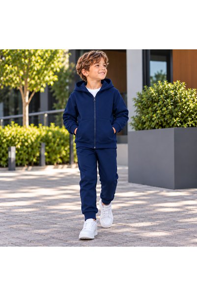 DAXİS Sportwear Company Момчешки анцуг с цип, с качулка, с гумирани елементи ...