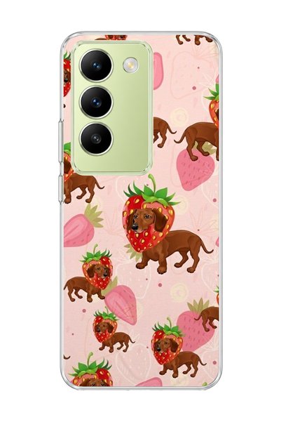lelia Vivo V30 Lite 4g Compatible Strawberry Sausage Dog Printed Transparent ...