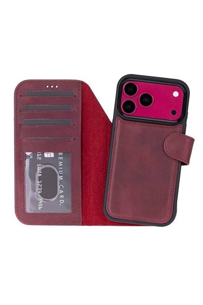PLM iPhone 18 ProMax / 17 Pro Max Uyumlu Mag-Safe Hakiki Deri Cüzdan Kılıf ,C...