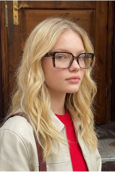 Chunky Frame Cohlo Leopard Frame Square Retro Blue Light Protection Ultra Lig...