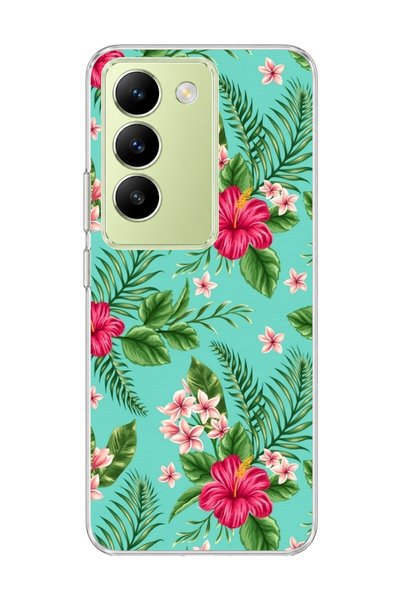 lelia حافظة هاتف شفافة متوافقة مع هاتف Vivo V30 Lite 4G مطبوعة بزهرة استوائية...