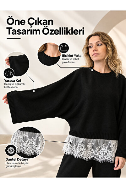 3B Stil Lace Bat Sleeve Sweater