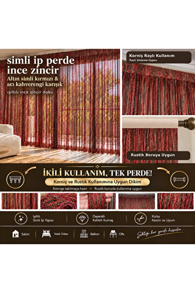 AKÇA TEKSTİL Tulle Curtains - Red - 1 Piece