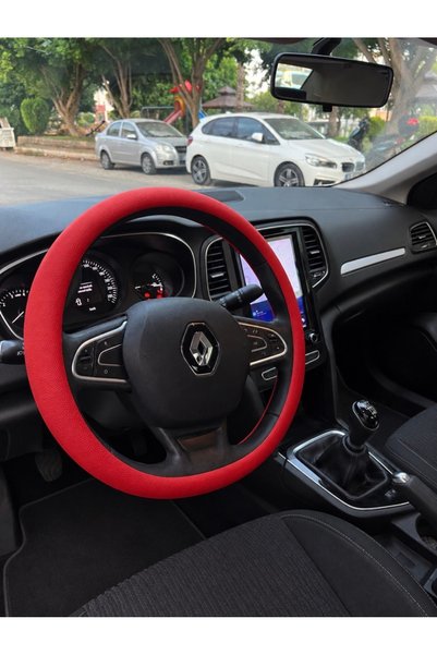 QUEEN GARAGE Silikon Kırmızı Direksiyon Kılıfı – Kaymaz Dokulu Direksiyon Kor...