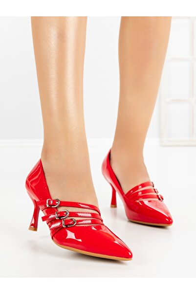 CM Pantofi stiletto rosii din piele ecologica Cumrae