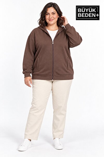 Superlife Cardigane mărime Plus - Maro - Regular fit