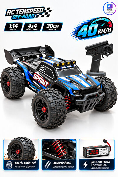 YILDIRIM OYUNCAK Uzaktan Kumandalı RC 4x4 40 Km/h Yapan Off-Road Yarış Arabas...
