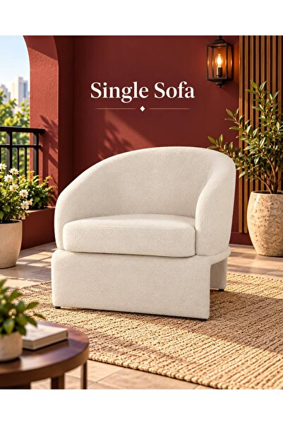 TrentonGCC Modern Single Sofa Armchair with Rounded Backrest, Cushioned Seat ...