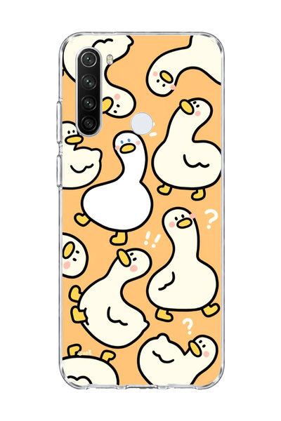 lelia Redmi Note 8 Compatible Cute Duck Orange Printed Transparent Phone Case