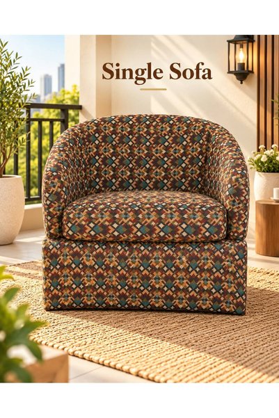 TrentonGCC Modern Single Sofa Armchair with Rounded Backrest, Cushioned Seat ...