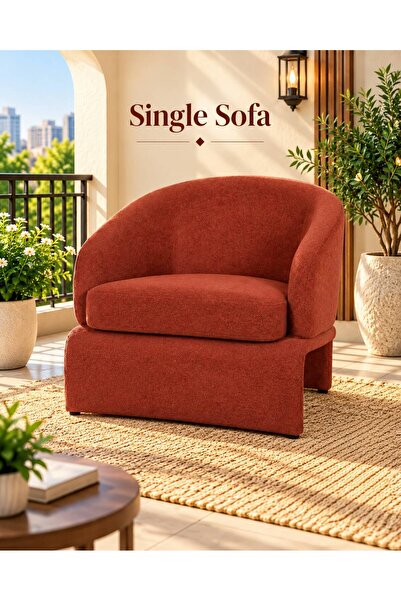TrentonGCC Modern Single Sofa Armchair with Rounded Backrest, Cushioned Seat ...