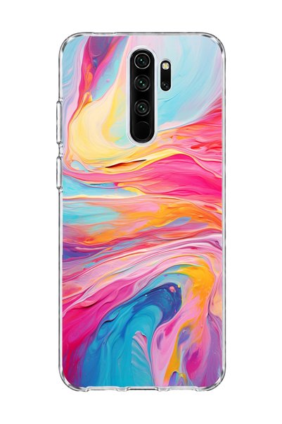 lelia حافظة هاتف شفافة مطبوعة بتصميم رخامي سائل متوافق مع Redmi Note 8 Pro