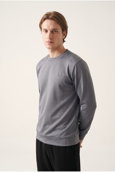 PANDO CASUAL WEAR Erkek Bisiklet Yaka Relaxed Dalgıç Esnek Kumaşlı Sweatshirt