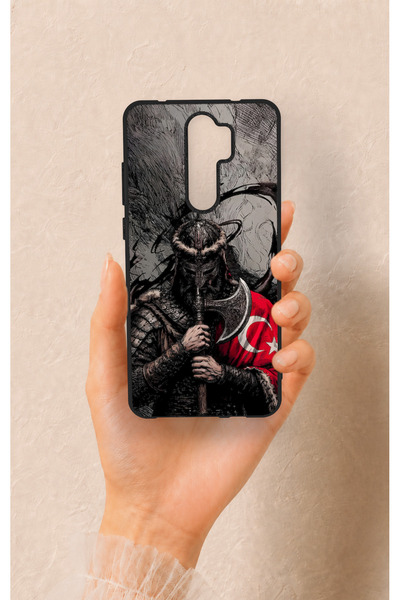 Vip Case حافظة سيليكون متوافقة مع Redmi Note 8 Pro بنمط المحارب التركي
