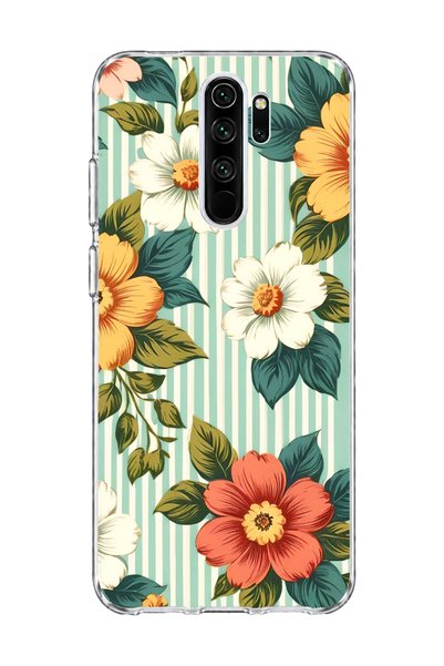 lelia حافظة هاتف شفافة متوافقة مع Redmi Note 8 Pro مطبوعة بخطوط زهرية عتيقة ا...