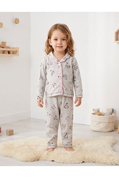 MiniKids Pijama gri cu print Miky roz