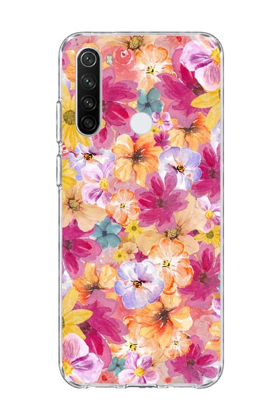 lelia Redmi Note 8 Compatible Tiny Flower Watercolor Printed Transparent Phon...
