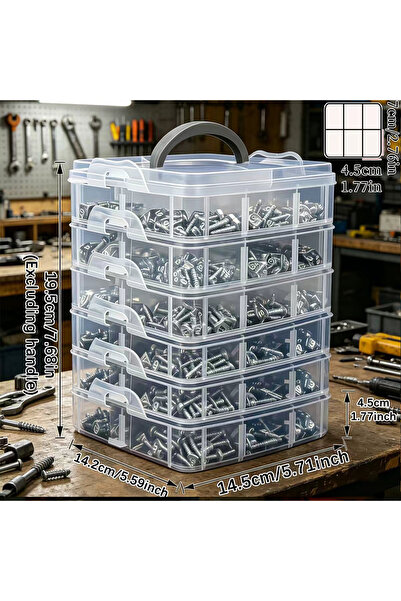 Choice 6layers-transparent 1pc Stackable Plastic Hardware Storage Box, Multi-...