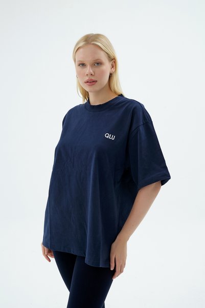 qlu Rise Collection Women's Combed T-Shirt – Dark Blue