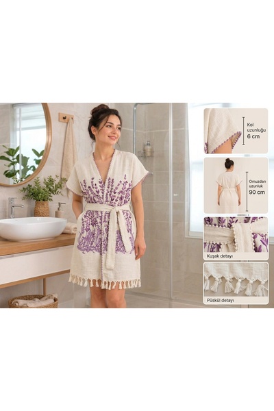 Dokubba Short Muslin Bathrobe - Muslin Bathrobe - Mini Muslin Bathrobe - Cott...
