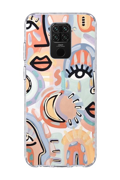 lelia حافظة هاتف شفافة متوافقة مع Redmi Note 9 مطبوعة بتصميم وجه وعين