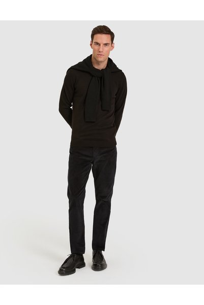Pierre Cardin Black Straight Fit Canvas Trousers 50331185-Vr046