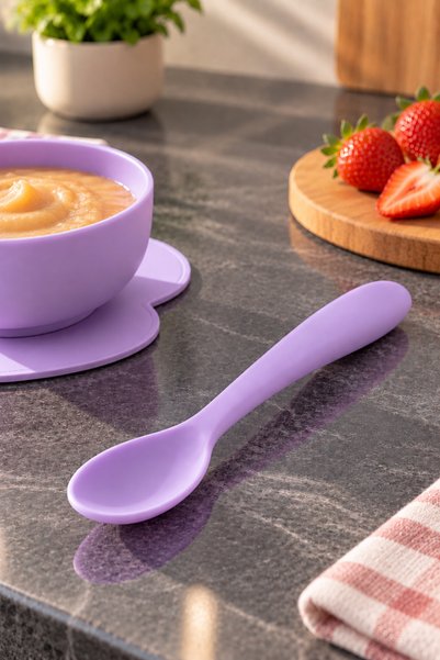Decopat 2-Pack Silicone Feeding Spoon Baby Feeding Spoon Soft Tip Ergonomic D...