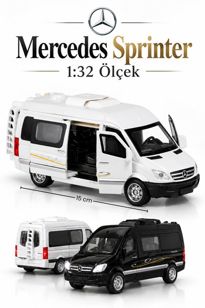 TUENGİ STORE Mercedes Sprinter 1:32 Ölçek Metal Çek Bırak Minibüs Oyuncak Ara...