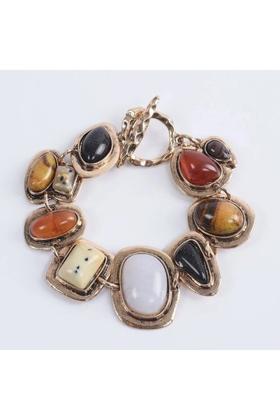choice2 ASL70576 Bohemian Multicolor Resin Stone Charm Bracelet Irregular Sto...