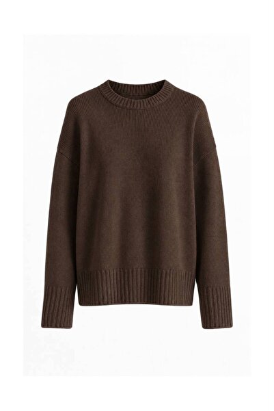 Cymora Noelle Basic Knitwear Sweater – Women's Crew Neck Long Sleeve Ribbed Soft Textured Sweater
