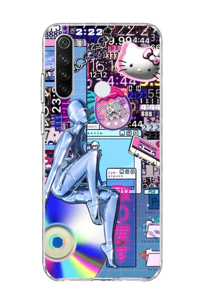 lelia حافظة هاتف شفافة مطبوعة للنساء من كروم روبوت متوافقة مع هاتف Redmi Note 8