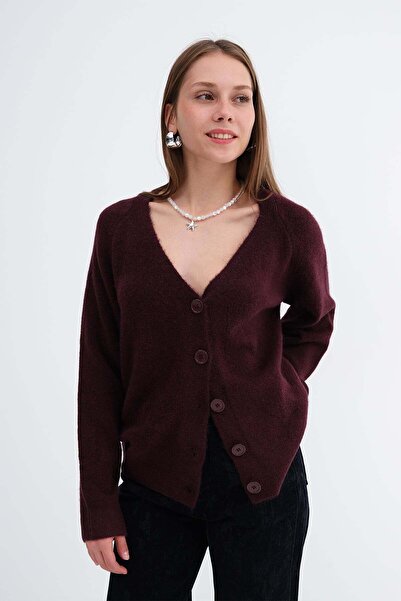 Addax Cardigans - Burgundy - Regular fit