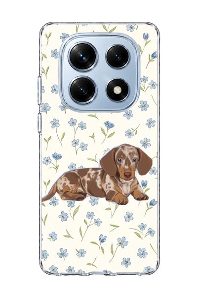 lelia Redmi Note 14 Pro 4g Compatible Sausage Dog Blue Flower Printed Transpa...