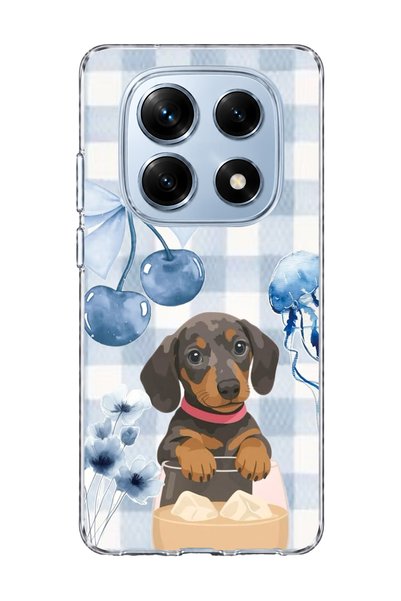 lelia Redmi Note 14 Pro 4g Compatible Sausage Dog Blue Plaid Printed Transpar...
