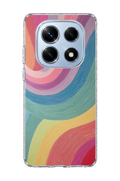 lelia Redmi Note 14 Pro 4g Compatible Pastel Rainbow Curved Printed Transpare...