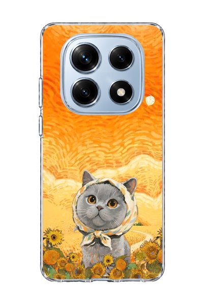 lelia Redmi Note 14 Pro 4g Compatible Gray Cat Sunflower Printed Transparent ...