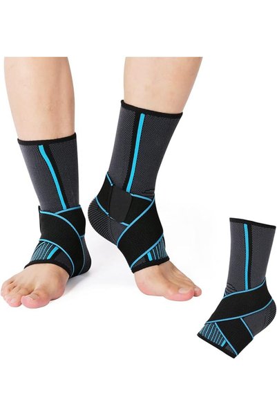 TERRIFI Ankle Brace Pair with Adjustable Compression Straps, Nylon Ankle Supp...