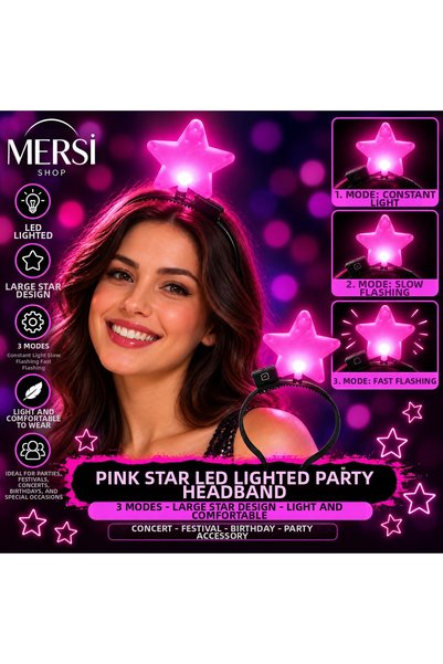 Mersi SHOP Pink Star Led Light up Party Crown Large Star Concert Festival Bir...