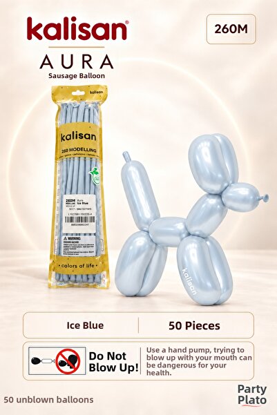 Kalisan Aura Ice Blue 260m 50-Pack Sausage Modeling Latex Balloon