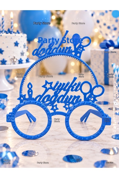 Parti Dükkanı Happy Birthday Crown and Glasses Set of 2 Blue Mica – Birthday ...