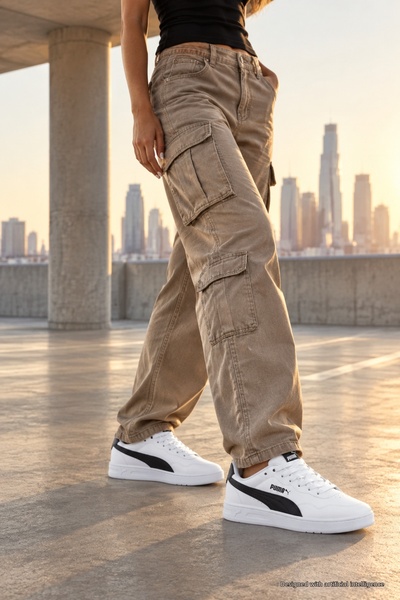 Puma CR-2003 Adidași sneakers de zi cu zi pentru femei, albi și negri, cu tal...