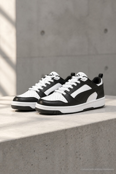 Puma حذاء رياضي يومي للجنسين باللونين الأسود والأبيض RB-6413، حذاء رياضي مريح...