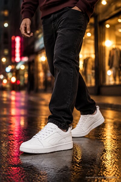 Puma حذاء رياضي أبيض للجنسين من RB-5447 بنعل تشريحي مريح