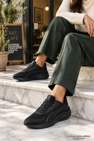 Puma SC-9220 حذاء رياضي مريح للجنسين باللون الأسود، حذاء رياضي كاجوال يومي