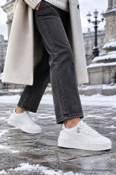 Puma حذاء رياضي نسائي أبيض مريح للاستخدام اليومي من CR-3664، حذاء رياضي مريح ...