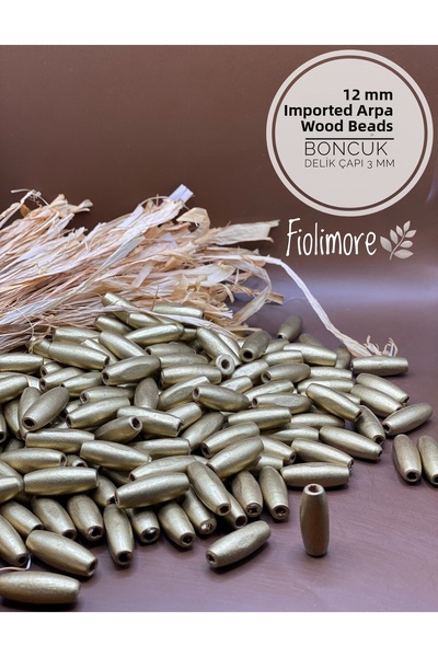 Fiolimore خرز خشبي أصفر ذهبي مستورد من نوع أربا بقطر 12 مم، قطر الفتحة 3 مم (...