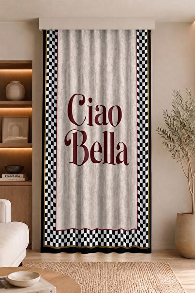 Realhomes Ciao Bella Written Black and White Checkered Digital Printed Single...